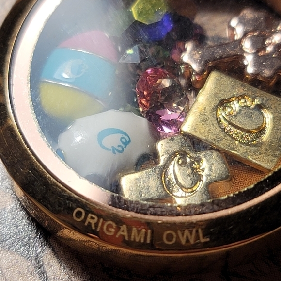 Origami Owl EASTER Inspirational Rhinestone Trinket Gold Necklace - Picture 3 of 5